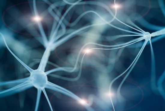 Neuron cell network - 3d rendered image on black background